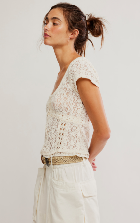 Free People Claro Short Sleeve Tee | Whisper White