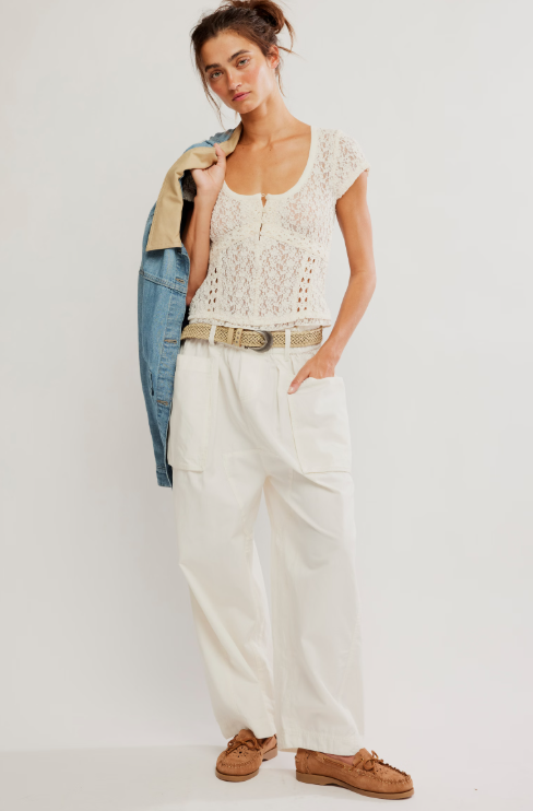 Free People Claro Short Sleeve Tee | Whisper White