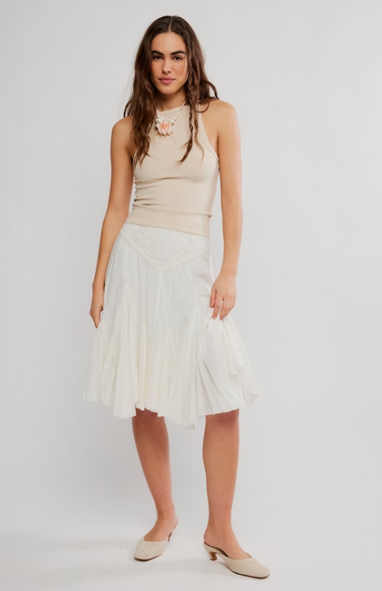 Free People Frida Godet Midi Skirt | Ivory