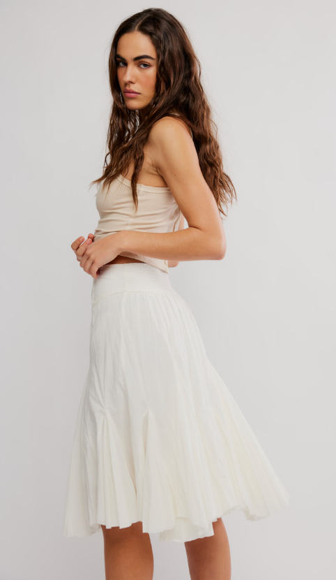 Free People Frida Godet Midi Skirt | Ivory