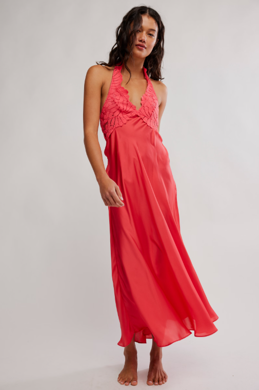 Free People Petal Party Midi Slip - Tart Berry