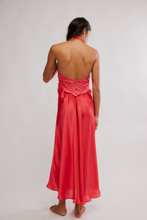Free People Petal Party Midi Slip - Tart Berry