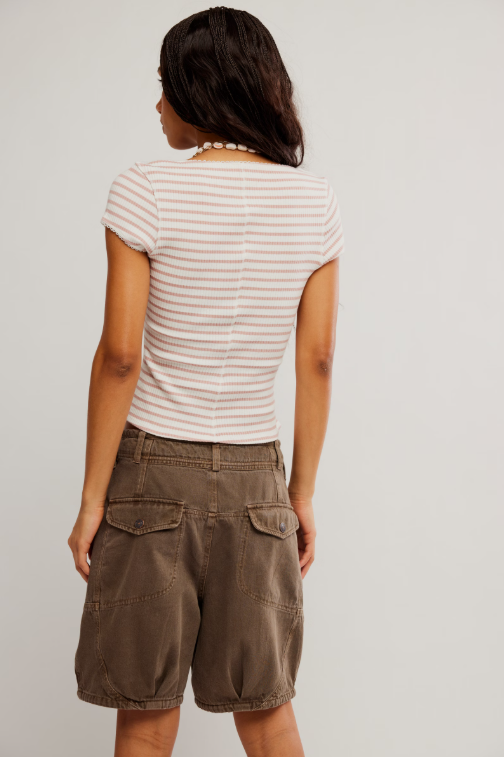 Most Wanted Striped Cardi top in Mauve/Ivory Stripe