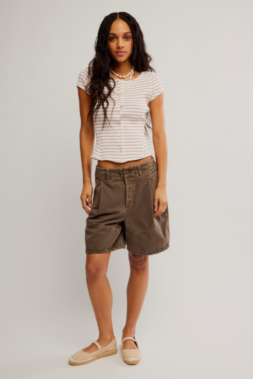 Most Wanted Striped Cardi top in Mauve/Ivory Stripe