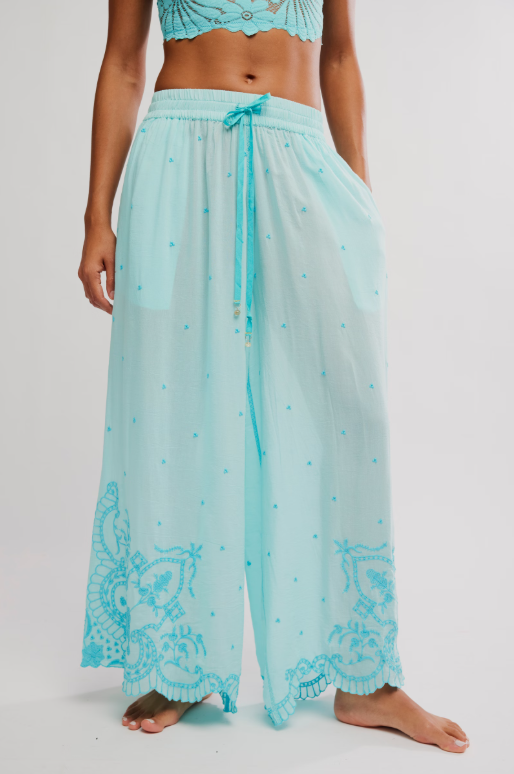 Free People Wishful Thinking Pant in Waterspout, Front view of pant on model 