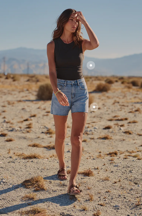Ribbed Pima High Neck Tank | Black