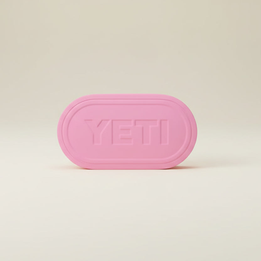 Pink YETI logo on a black background