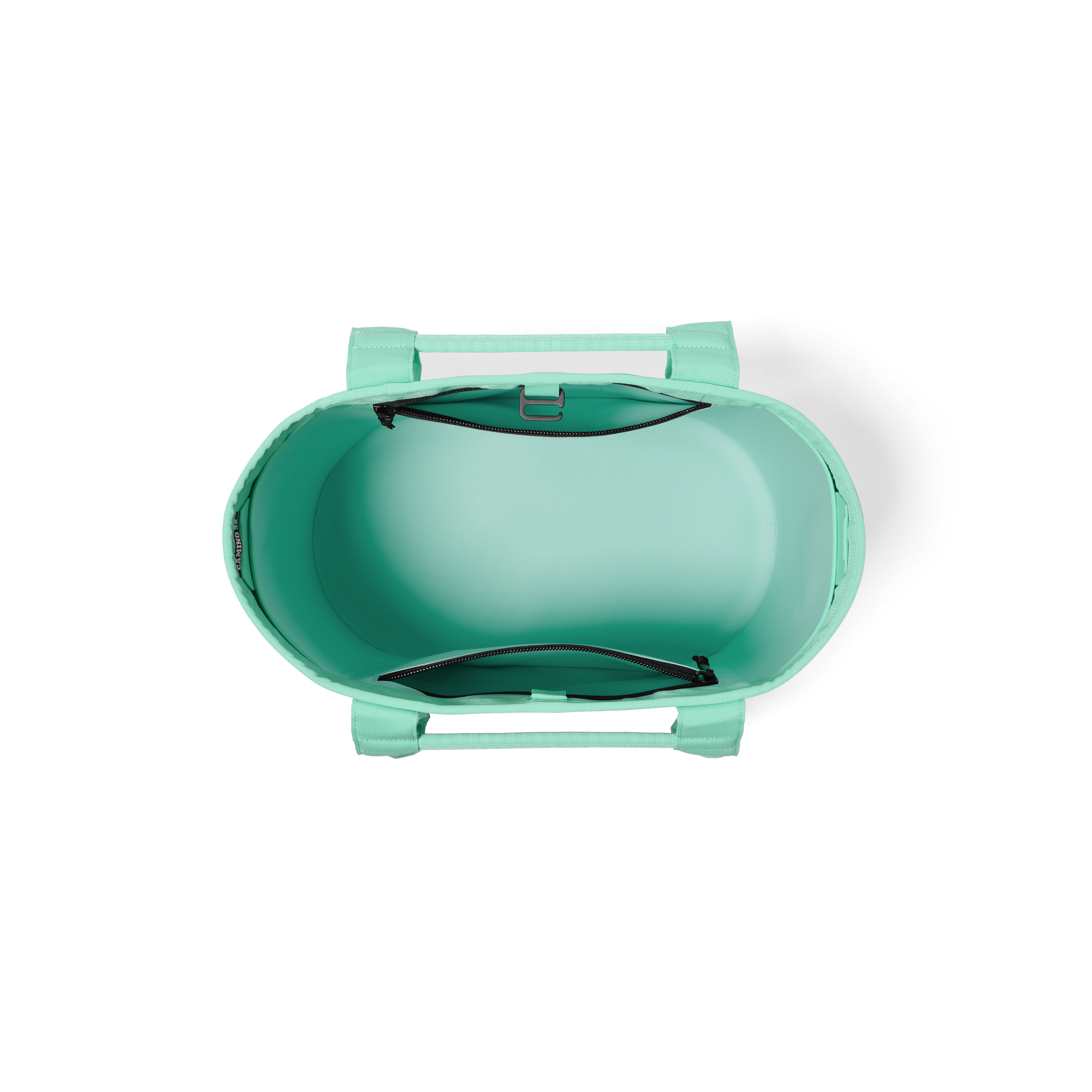 Turquoise portable grill on a white background