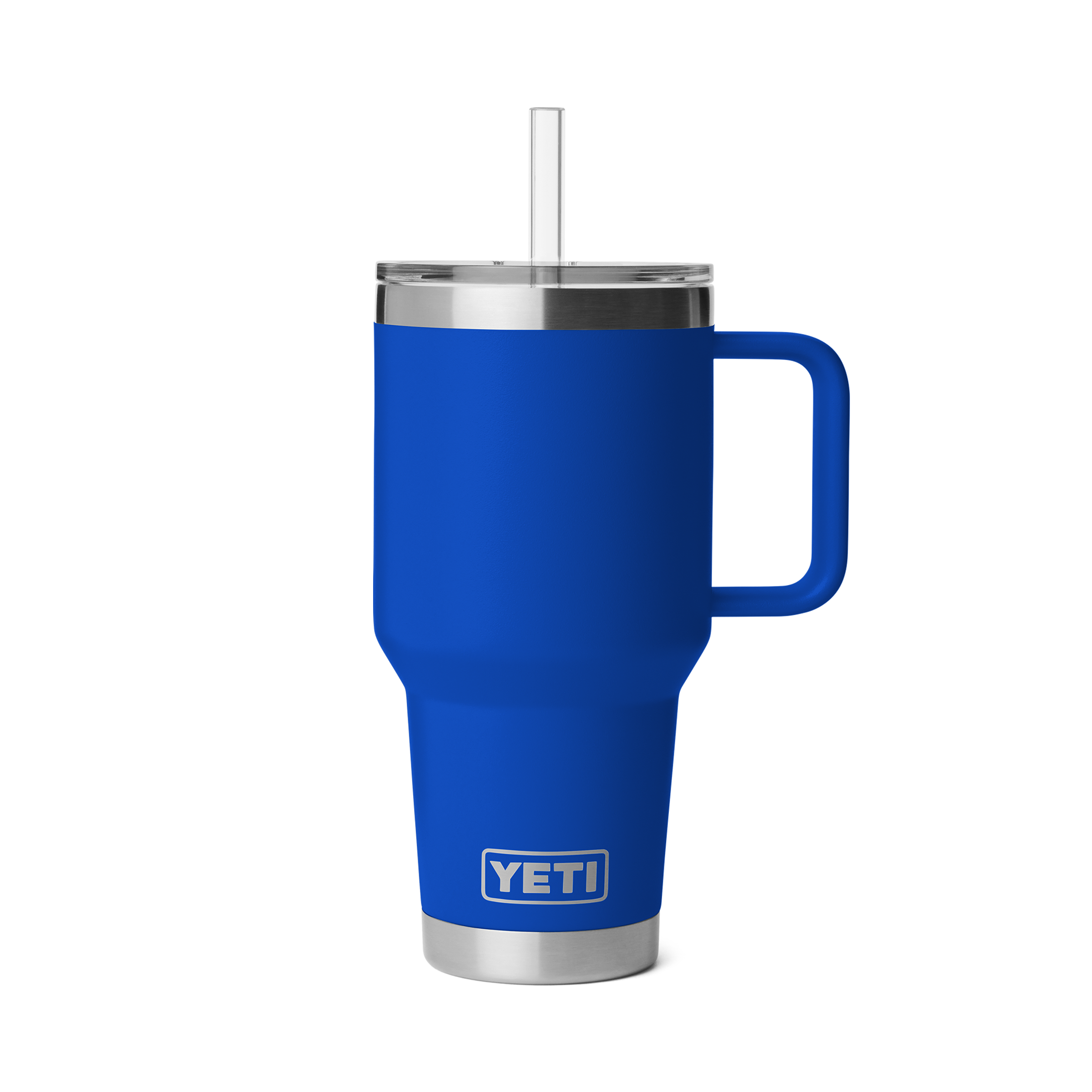 Blue YETI mug with handle on a white background