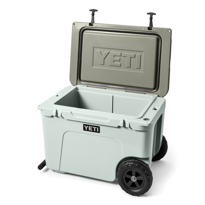 YETI cooler with wheels on a white background