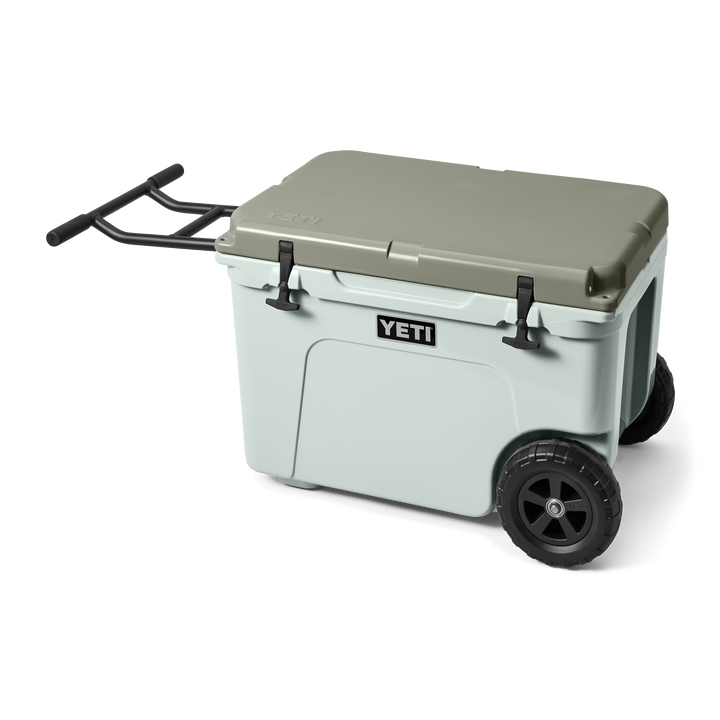 YETI cooler with wheels on a white background