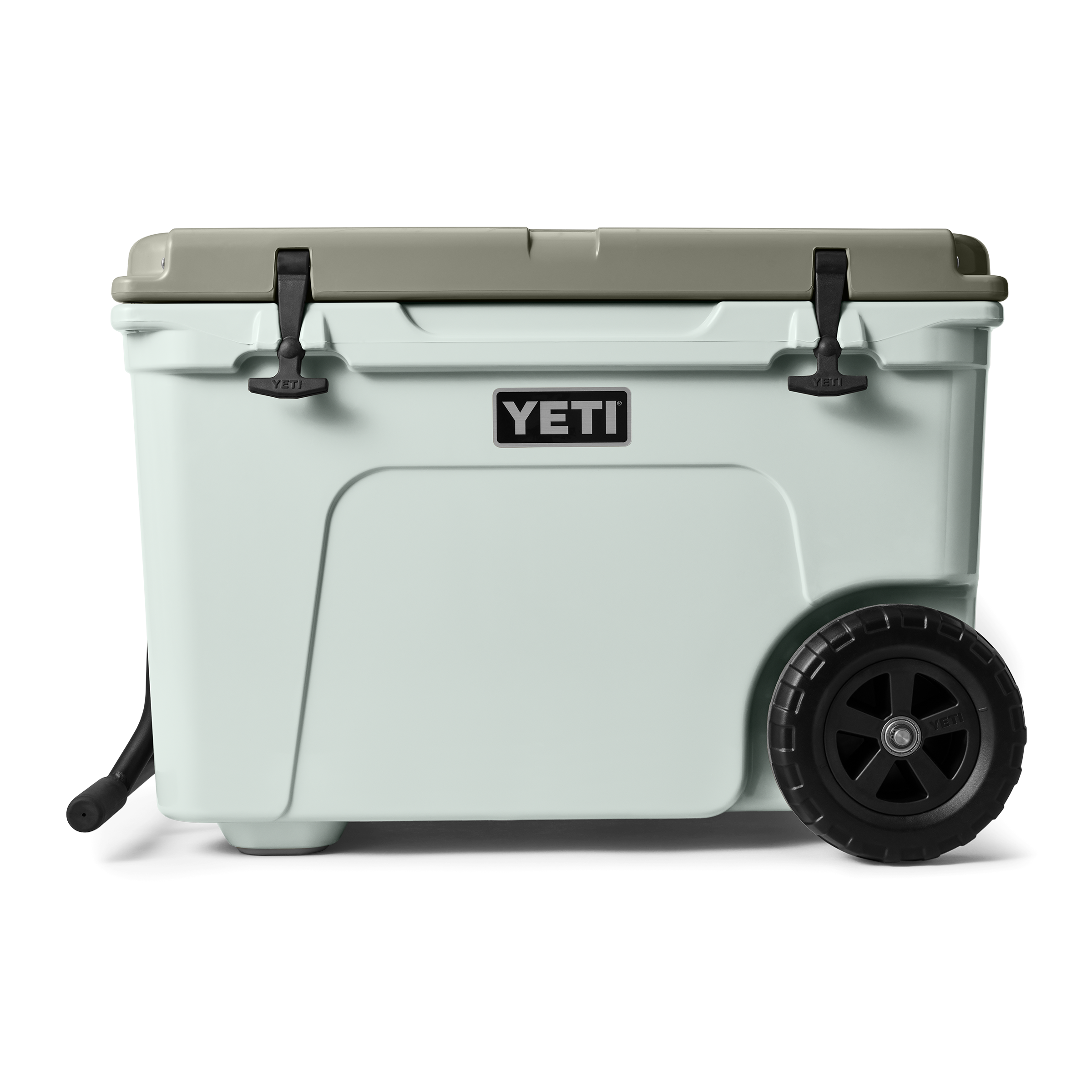 YETI cooler with wheels on a white background