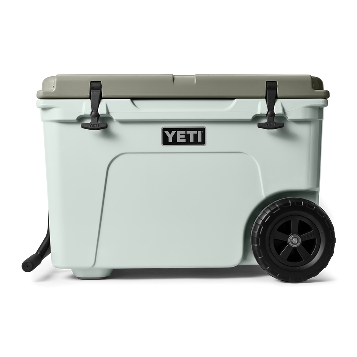 YETI cooler with wheels on a white background