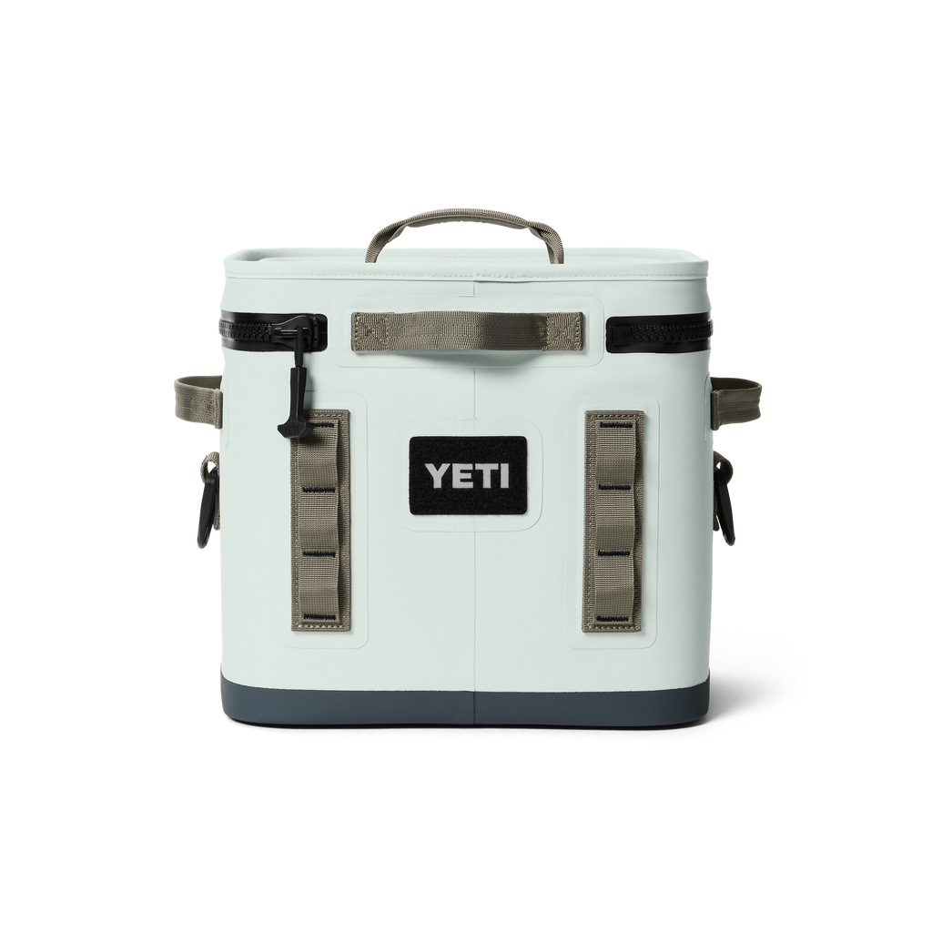 White YETI cooler with black logo on a white background