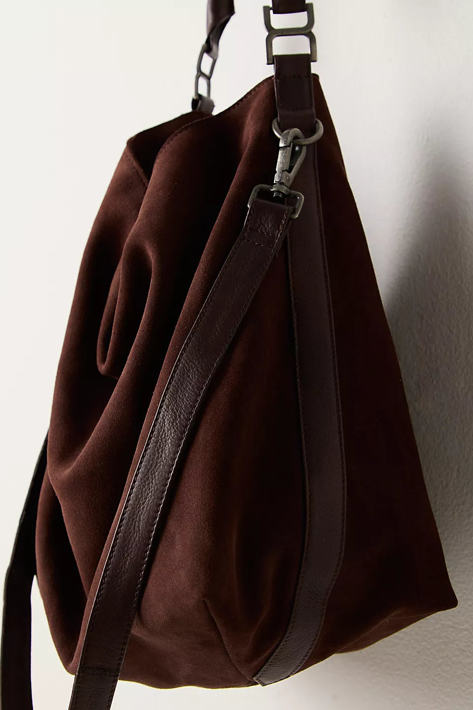 Suzie Suede Slouch Tote in Espresso 