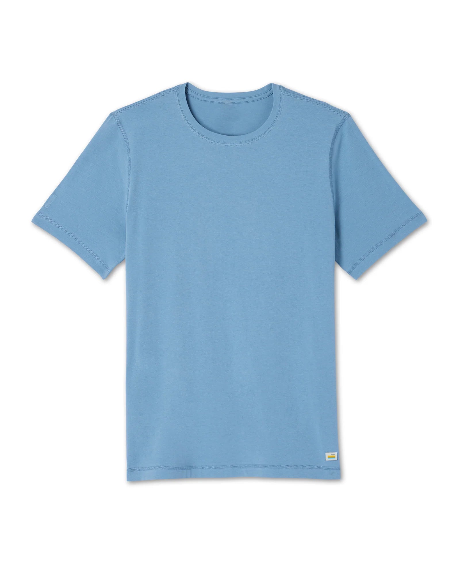 A light blue short-sleeve crewneck t-shirt displayed flat against a solid white background.