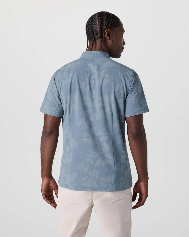 Vuori Men's S/S Bridge Button Down | Dusty Blue Plumeria