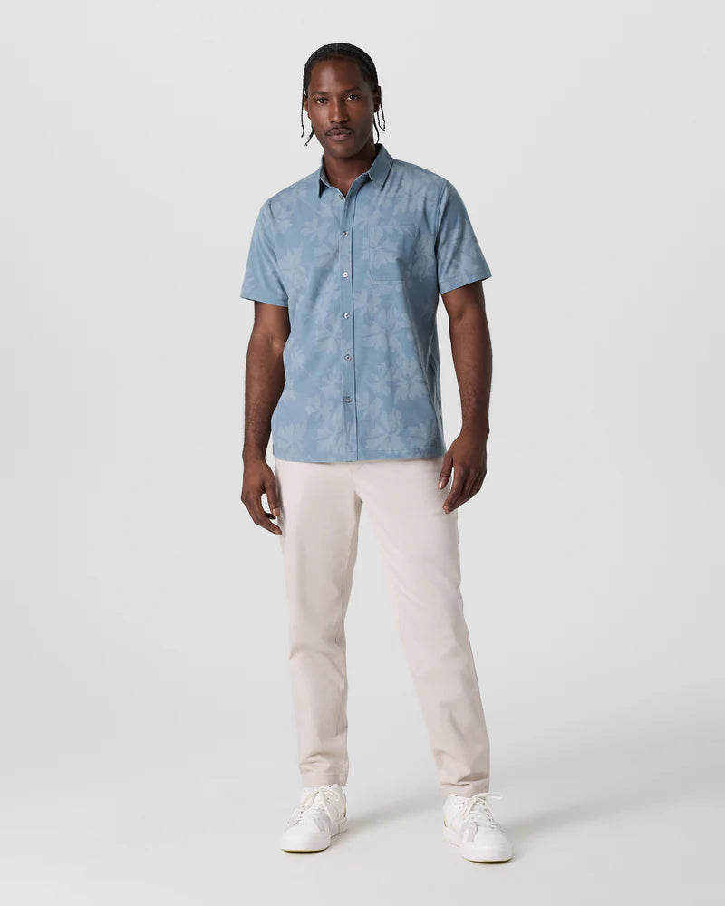 Vuori Men's S/S Bridge Button Down | Dusty Blue Plumeria
