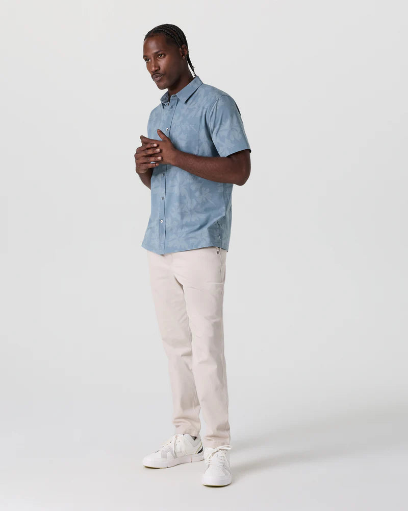 Vuori Men's S/S Bridge Button Down | Dusty Blue Plumeria