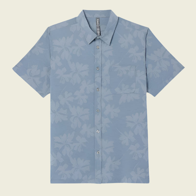 Vuori Men's S/S Bridge Button Down | Dusty Blue Plumeria
