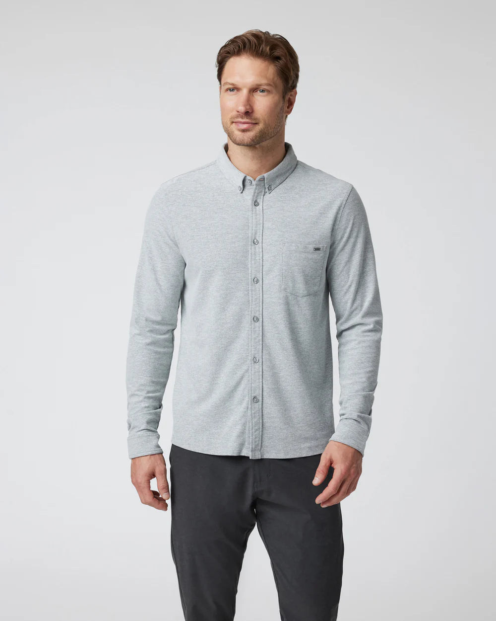 Vuori Long-Sleeve Ace Button Down | Light Grey