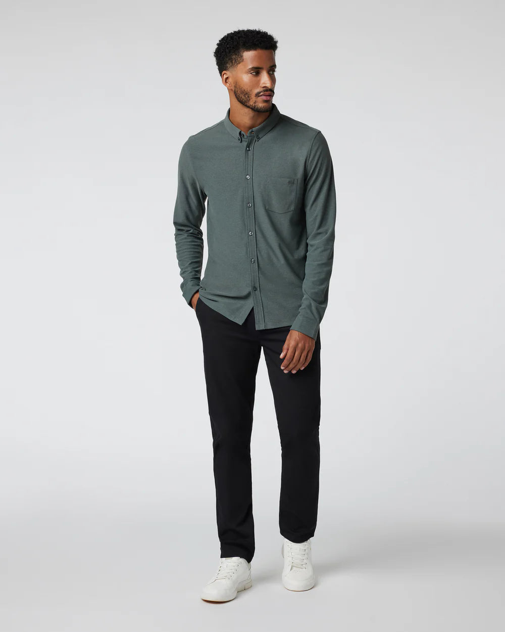 Vuori Long-Sleeve Ace Button Down Smoked Beryl