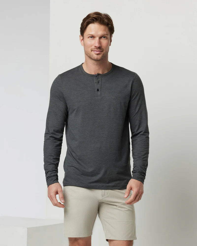 Vuori M's L/S Ease Performance Henley | Charcoal Heather