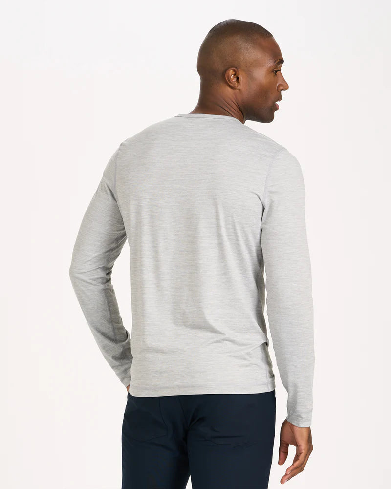 Vuori M's L/S Ease Performance Henley | Light Grey Heather