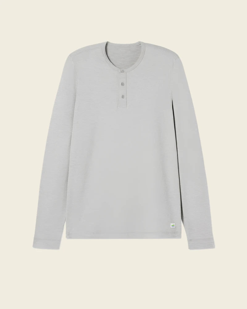 Vuori M's L/S Ease Performance Henley | Light Grey Heather