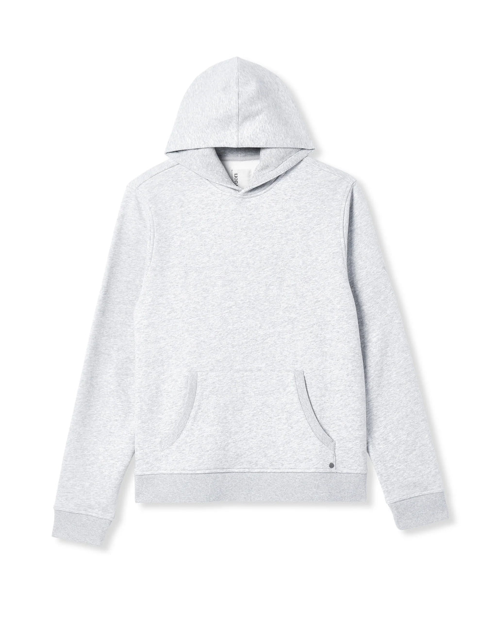 A light gray heather pullover hoodie with a front kangaroo pocket, displayed flat against a clean white background.