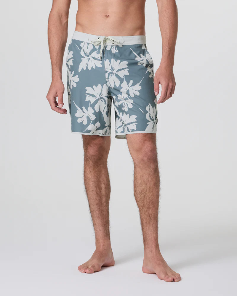 Vuori Men's Cruise Boardshort | Dusty Blue Plumeria