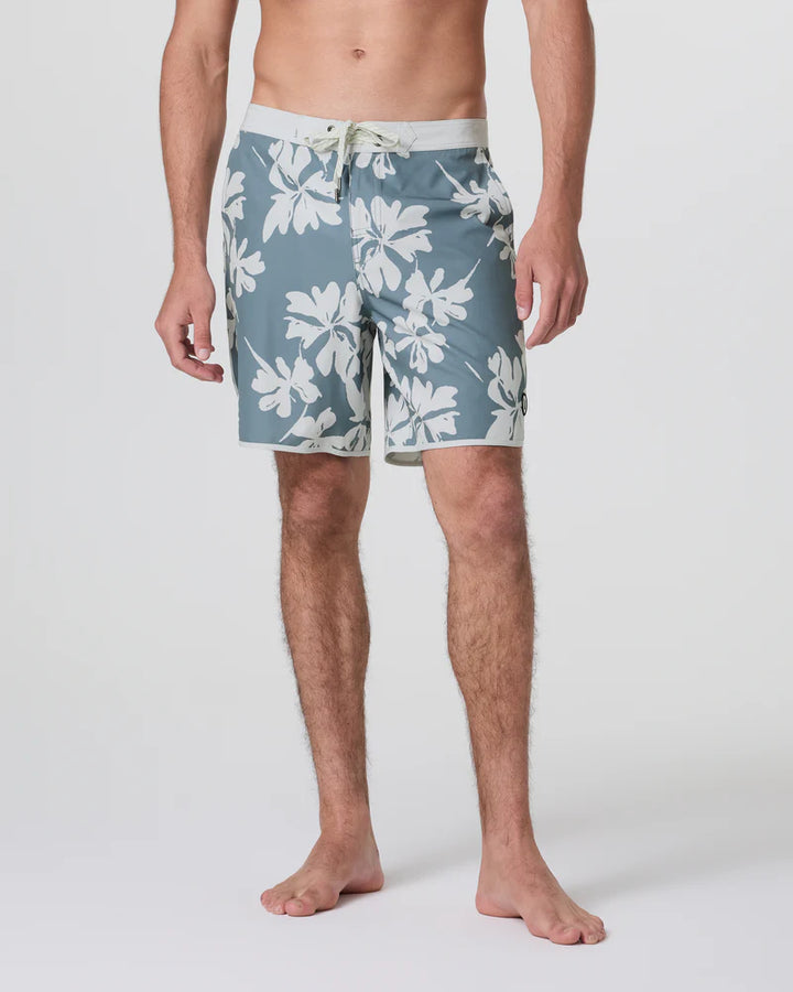 Vuori Men's Cruise Boardshort | Dusty Blue Plumeria