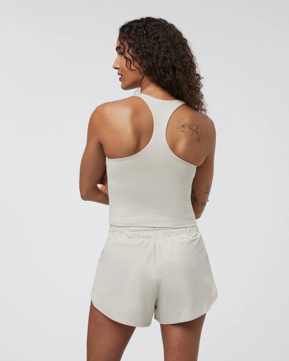 Vuori Halo Performance Crop Tank 2.0 | Ecru Heather