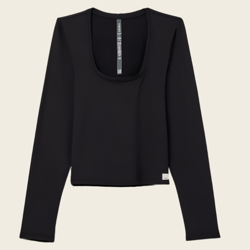 Vuori Long Sleeve Halo Essential Scoop | Solid Black