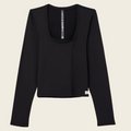 Vuori Long Sleeve Halo Essential Scoop | Solid Black
