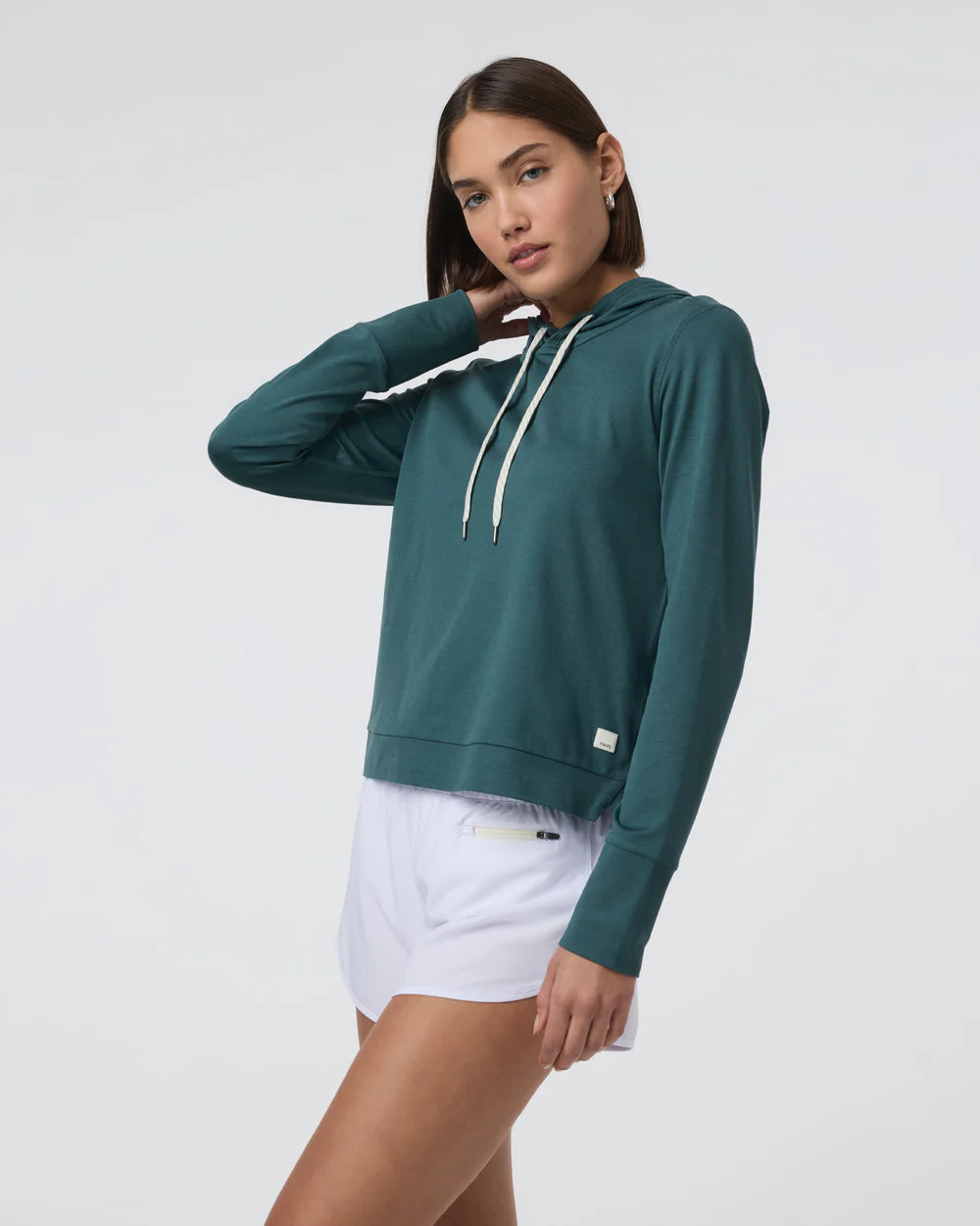 Vuori Halo Essential Hoodie | Moss Heather
