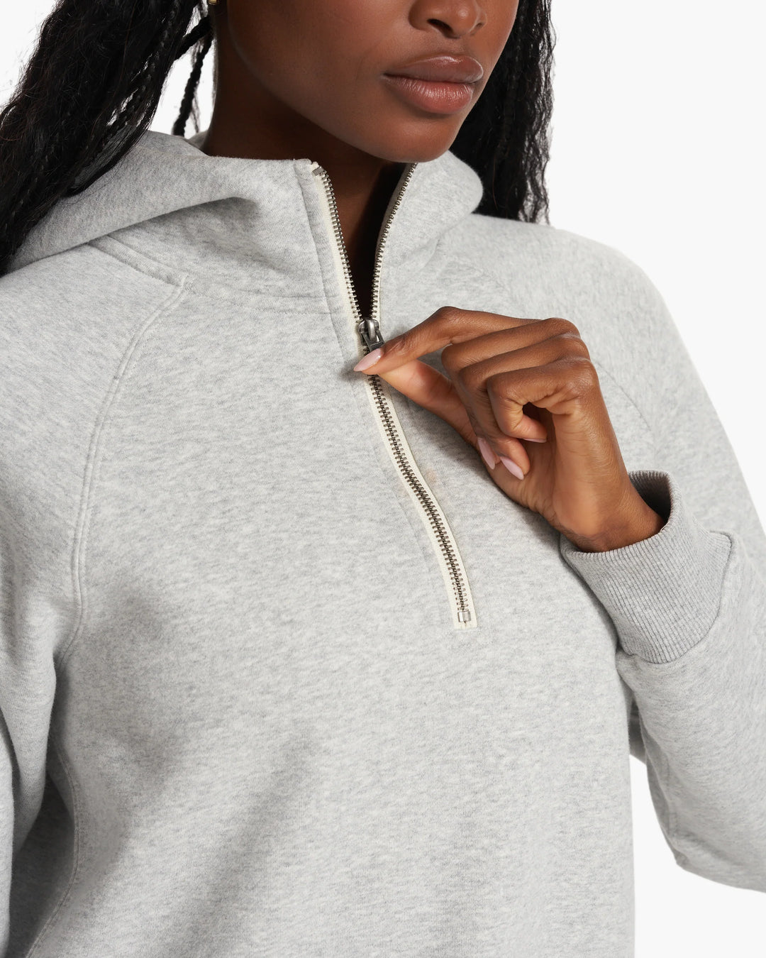 Vuori Women's Restore Half Zip Hoodie | Light Heather Grey