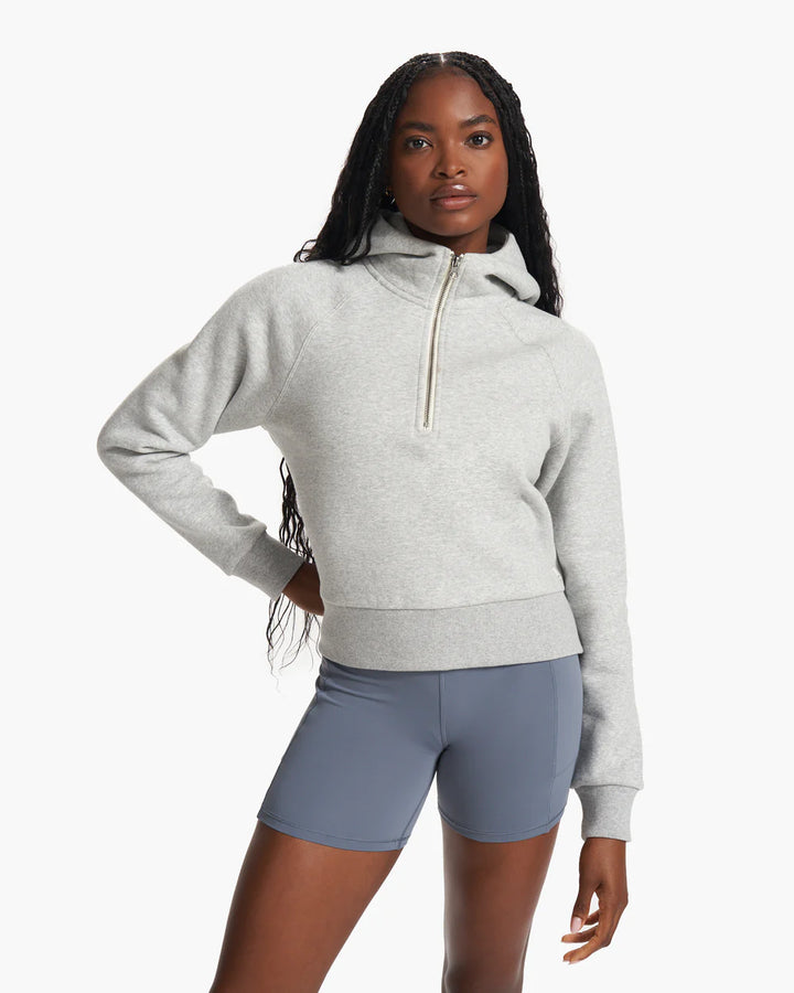 Vuori Women's Restore Half Zip Hoodie | Light Heather Grey