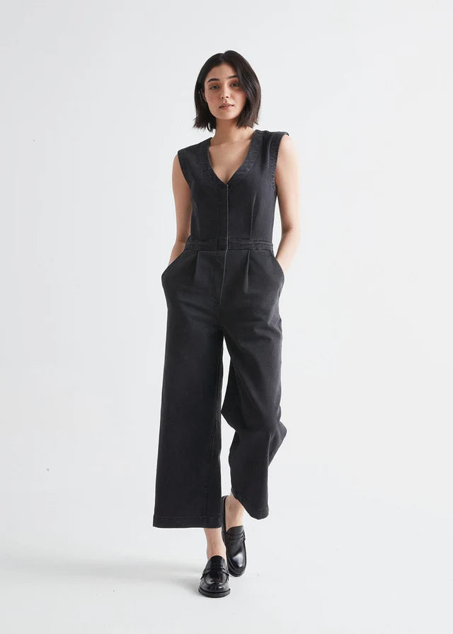 Duer Performance Denim Tailored Jumpsuit Aged Black