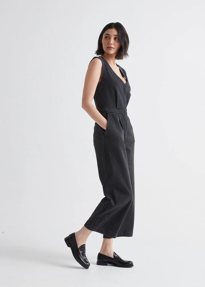 Duer Performance Denim Tailored Jumpsuit Aged Black