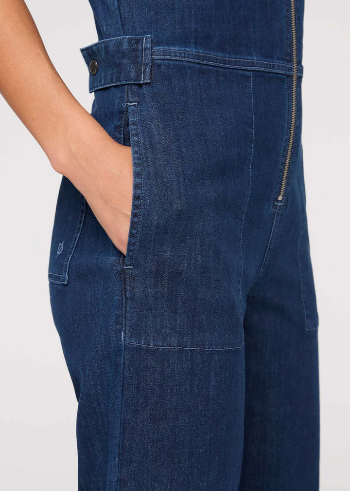 Duer Performance Denim Short Sleeve Jumpsuit | Dark Stone