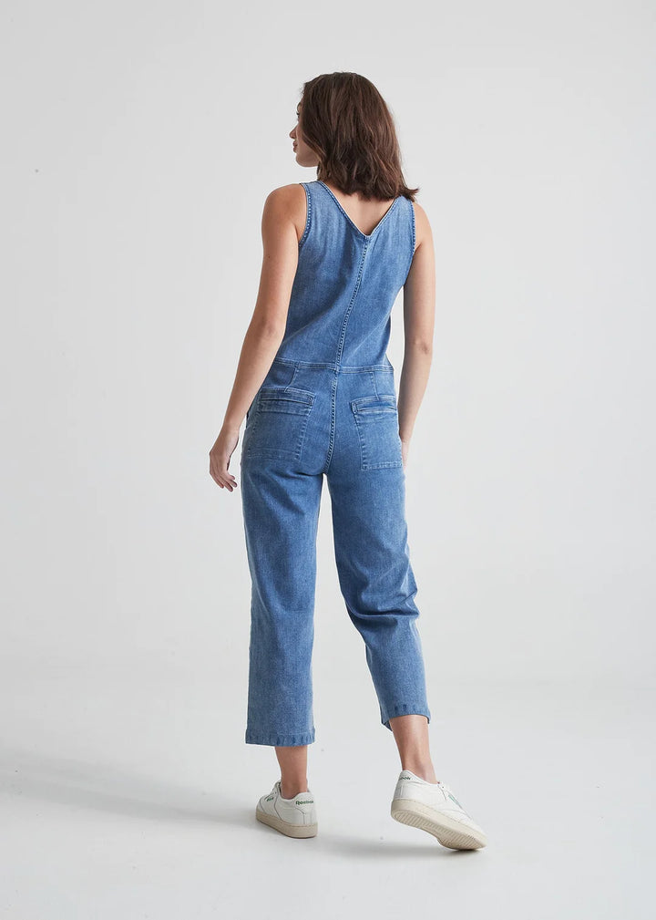 DUER Women's Performance Denim Jumpsuit Light Stone