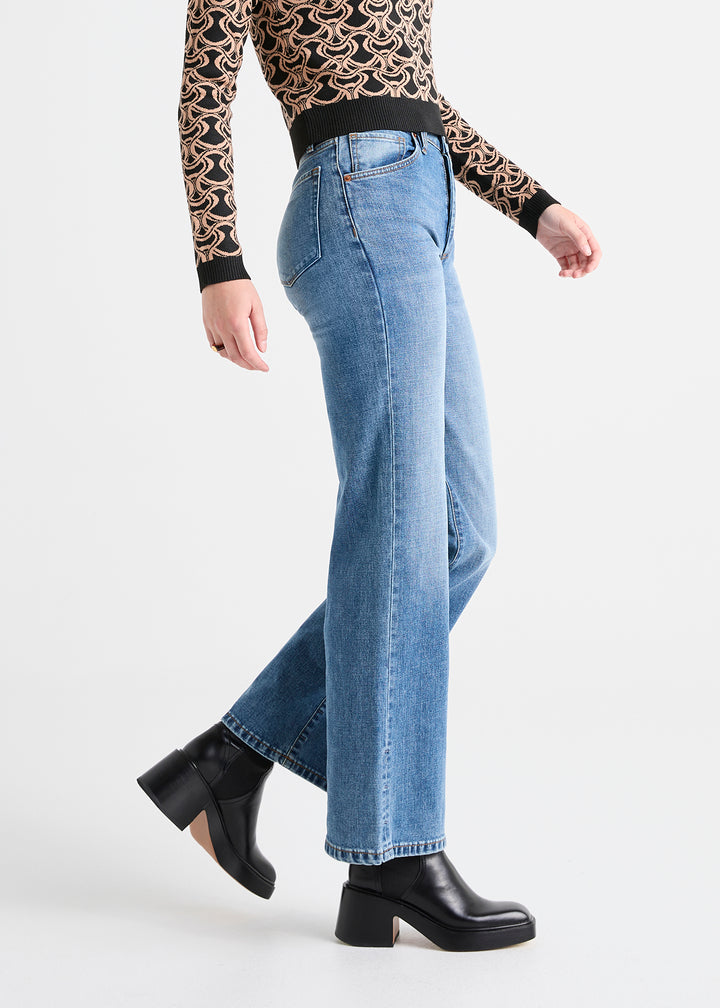 DUER Women's Midweight Performance Denim Wide Leg Vintage Blue