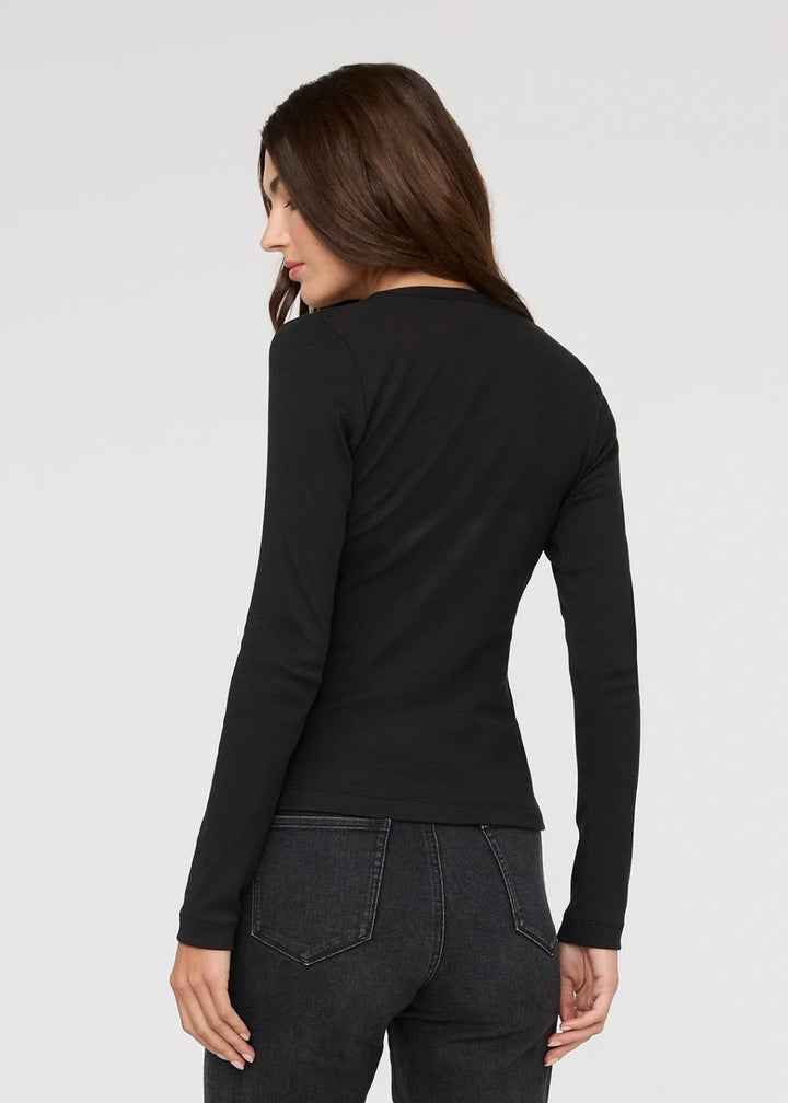 Duer Women's Ribbed Pima Fitted Button Down | Black