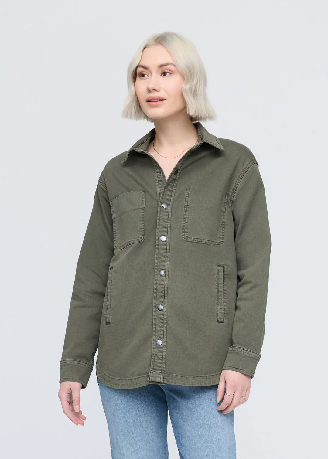 Duer Women's LuxTwill Overshirt | Thyme