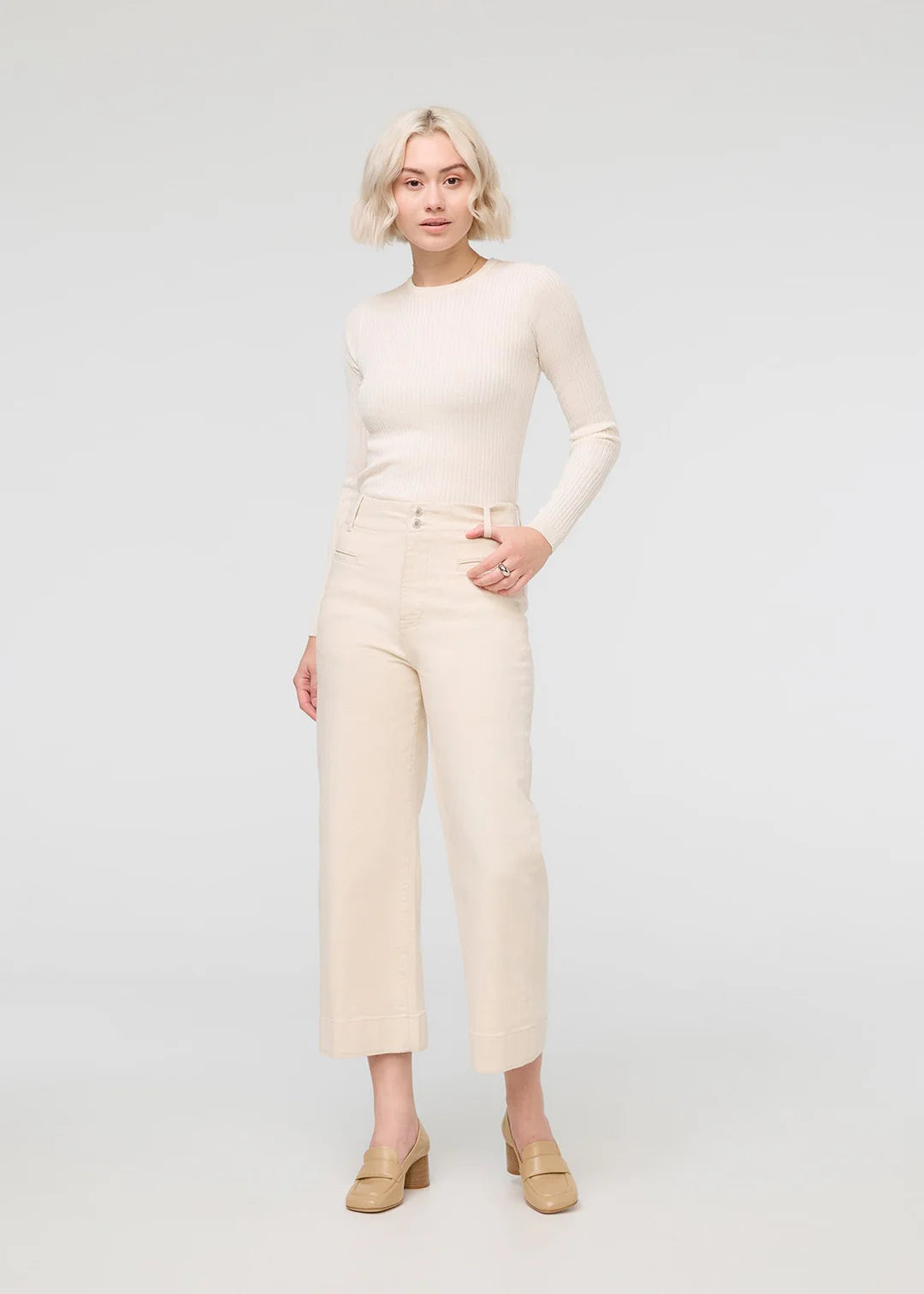 Duer W's Lux Twill High Rise Trouser Ecru