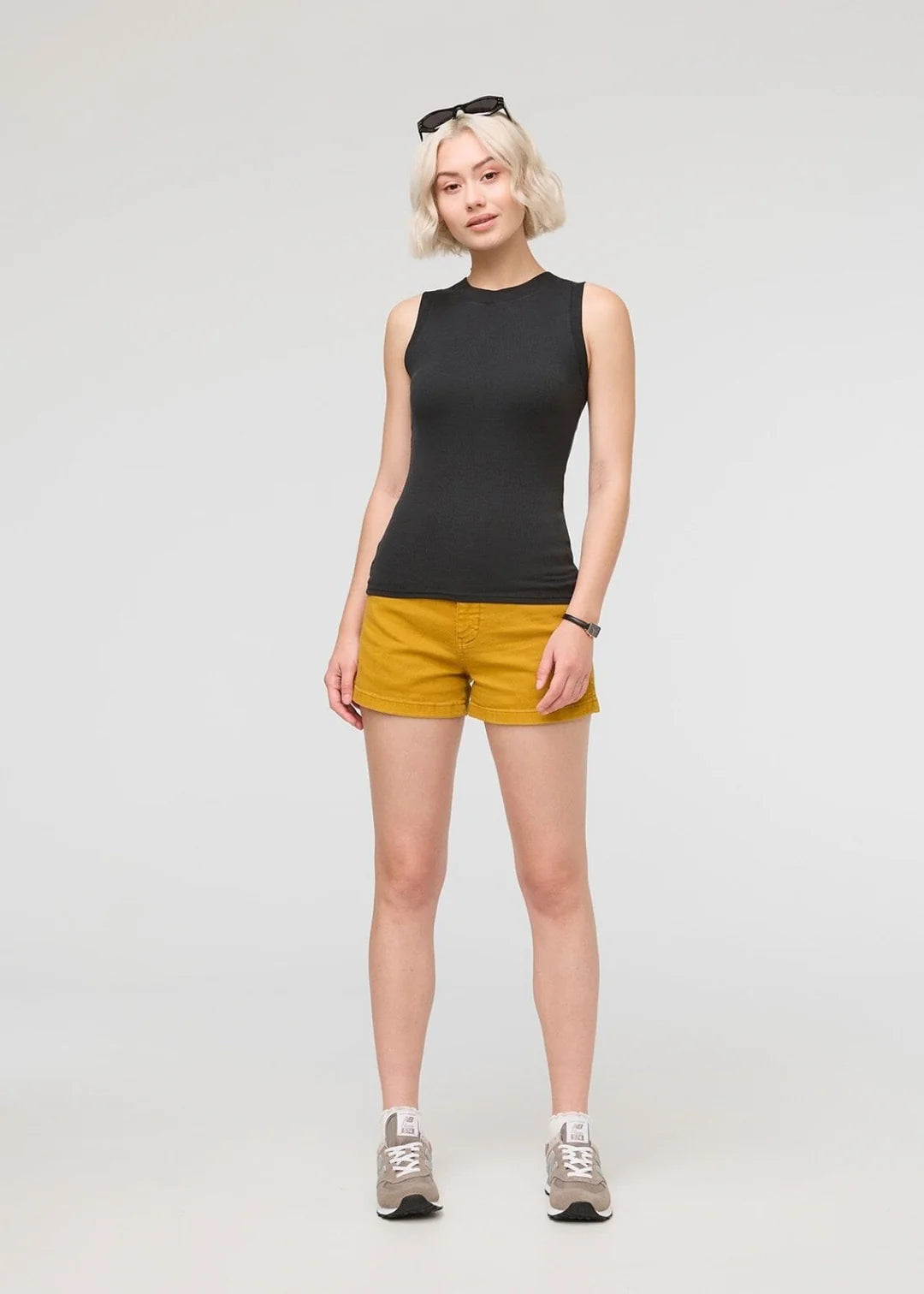 Ribbed Pima High Neck Tank | Black