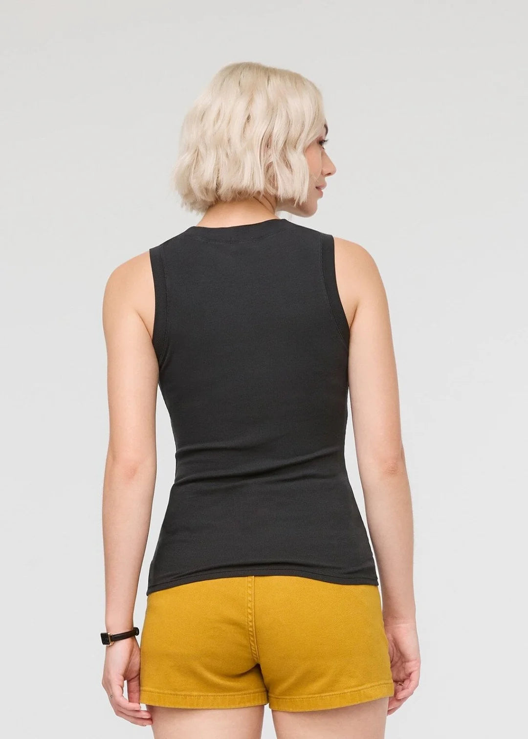 Ribbed Pima High Neck Tank | Black