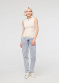 Ribbed Pima High Neck Tank | Ecru