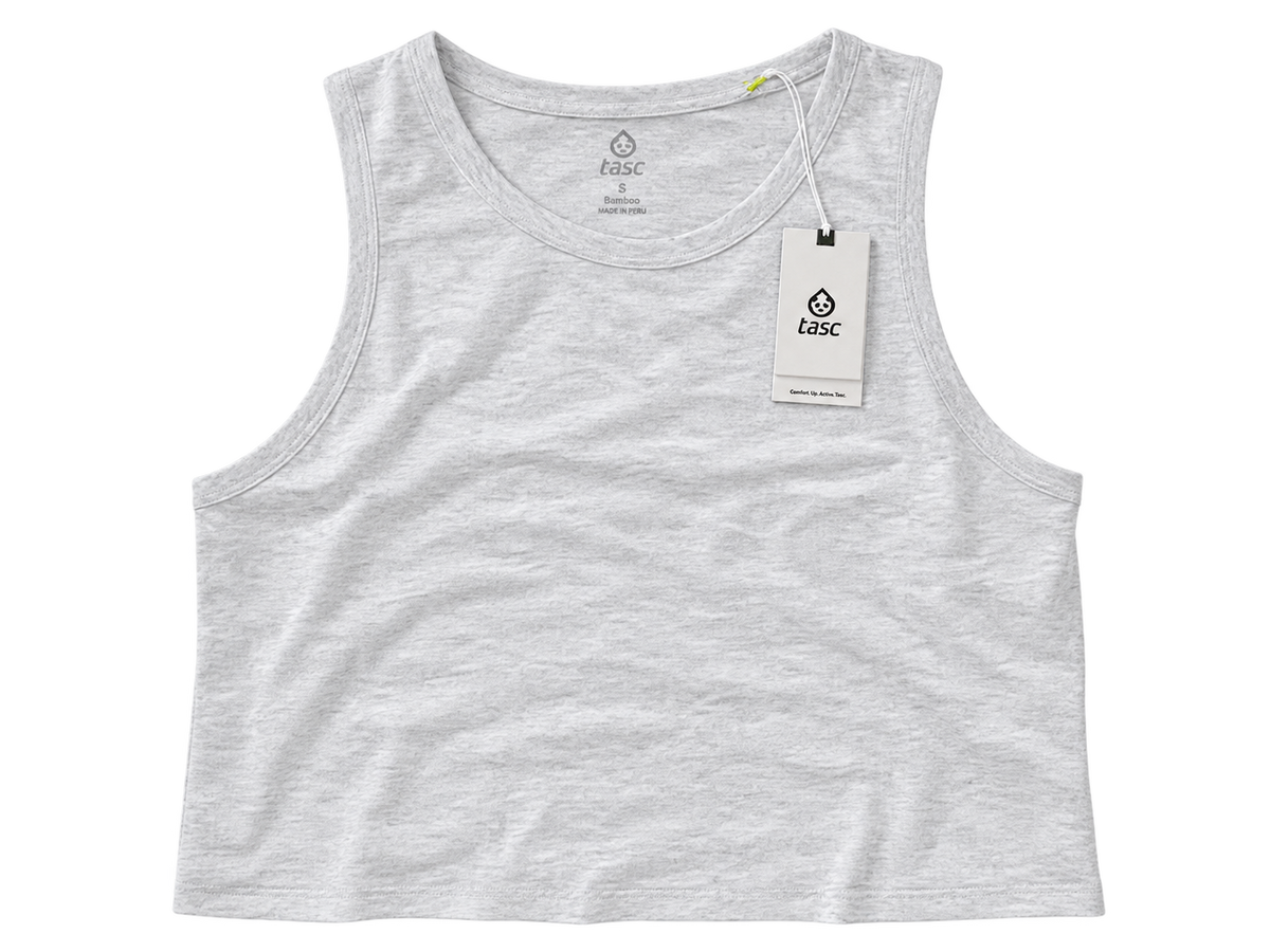 Tasc Nola Crop Tank | Light Gray Ripple